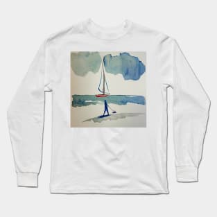 Sailing Boat and Man Long Sleeve T-Shirt